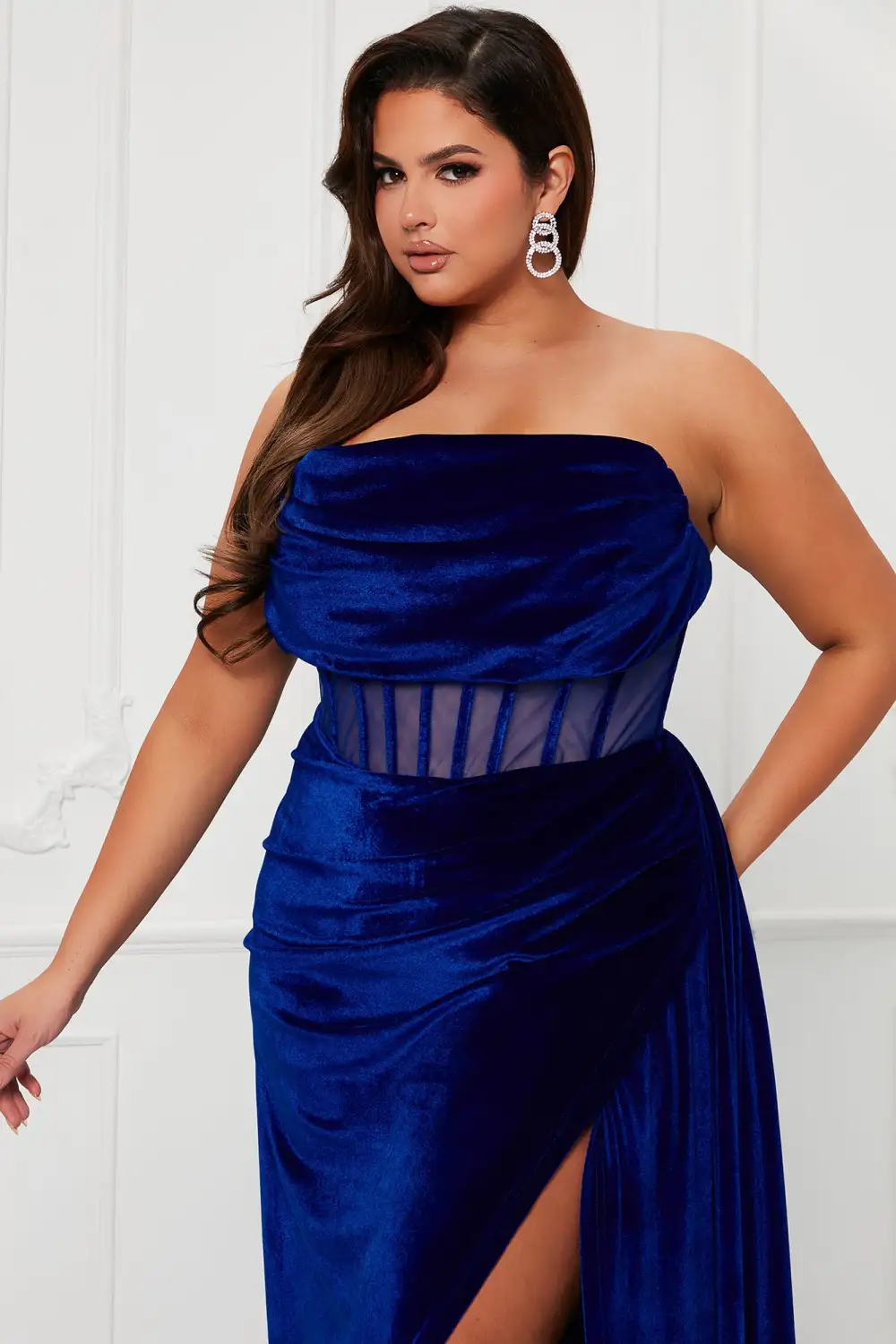 Vivi Velvet Maxi Dress - Royal