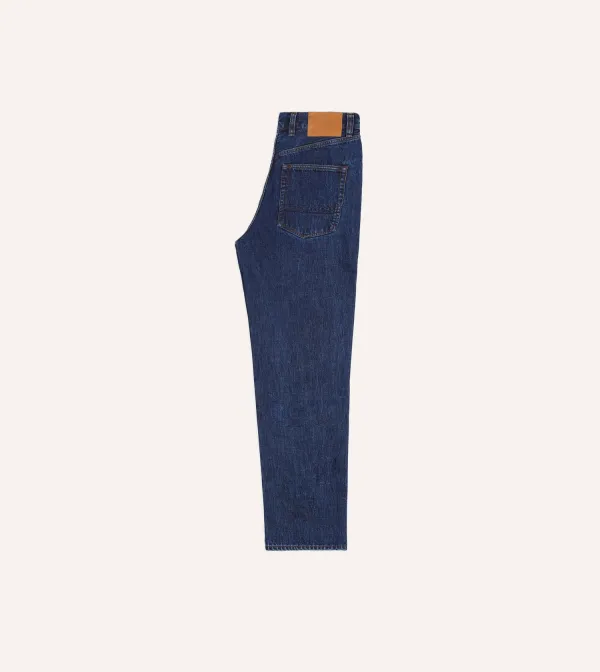 Dark Blue Straight Leg Denim Pants