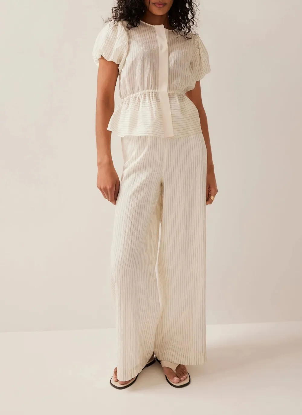 Casual Style Neutral Stripe Wide Trousers