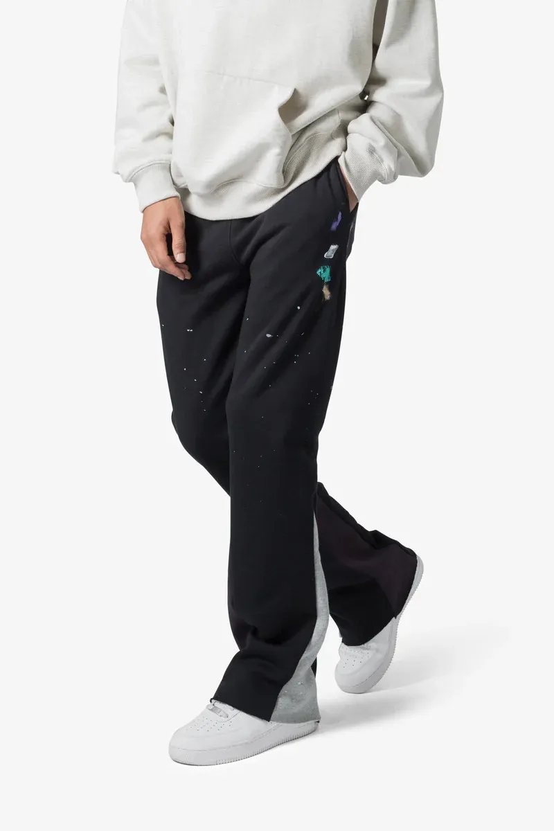 BLACK WITH GREY SPLATTER SWEATPANTS