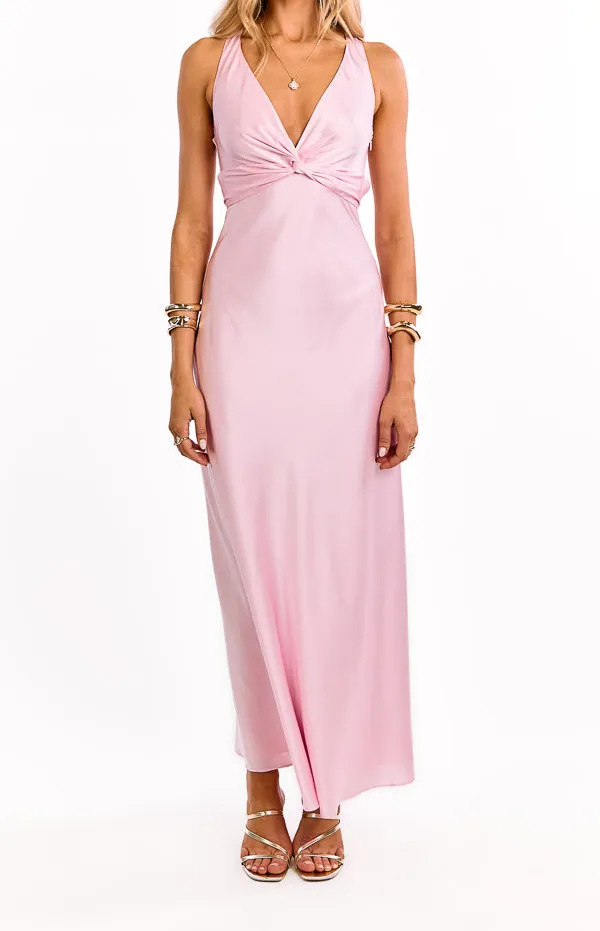 V Neck Backless Flowy Maxi Dress