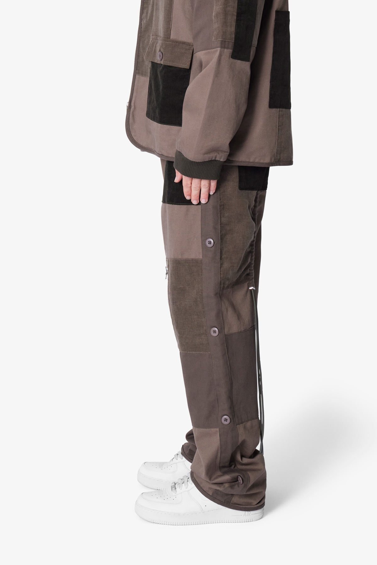 Dual Patchwork Cargo Pants - Olive