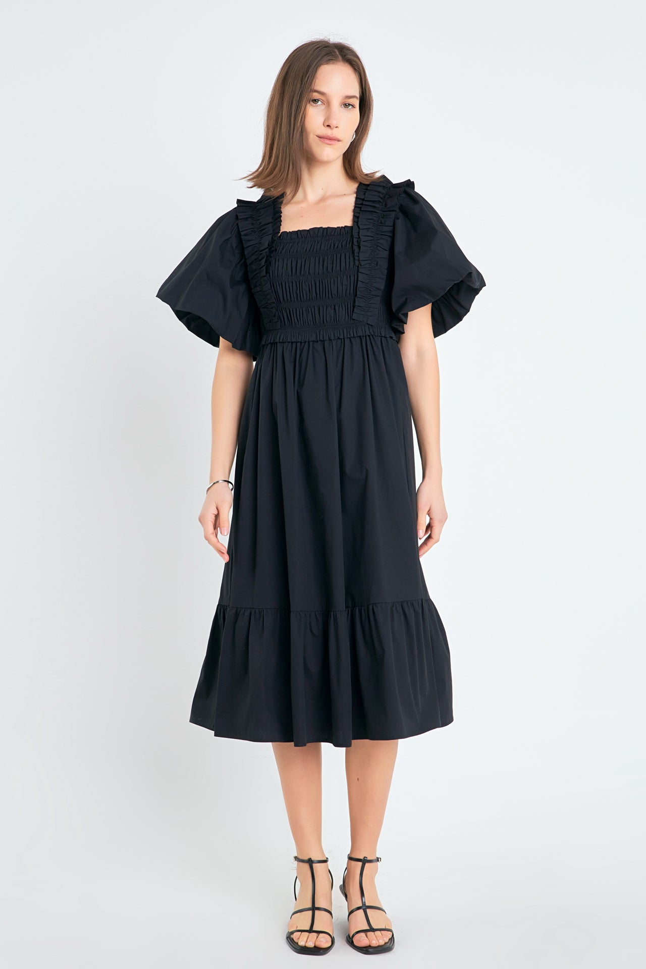 Puff Sleeve Midi Dress