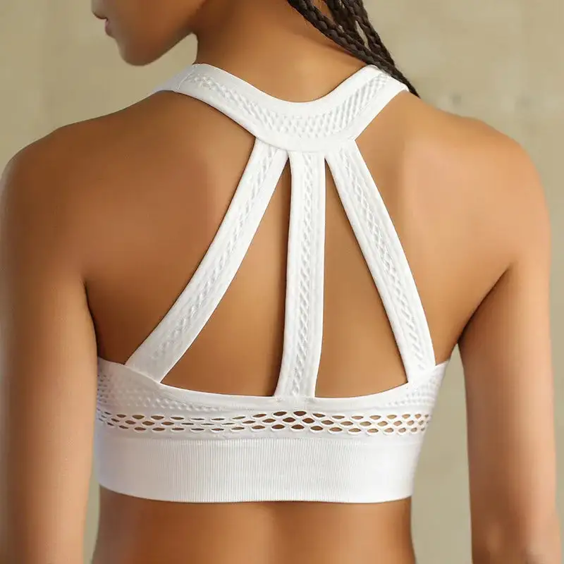 Mesh Sports Bra with Decorative Strappy Back