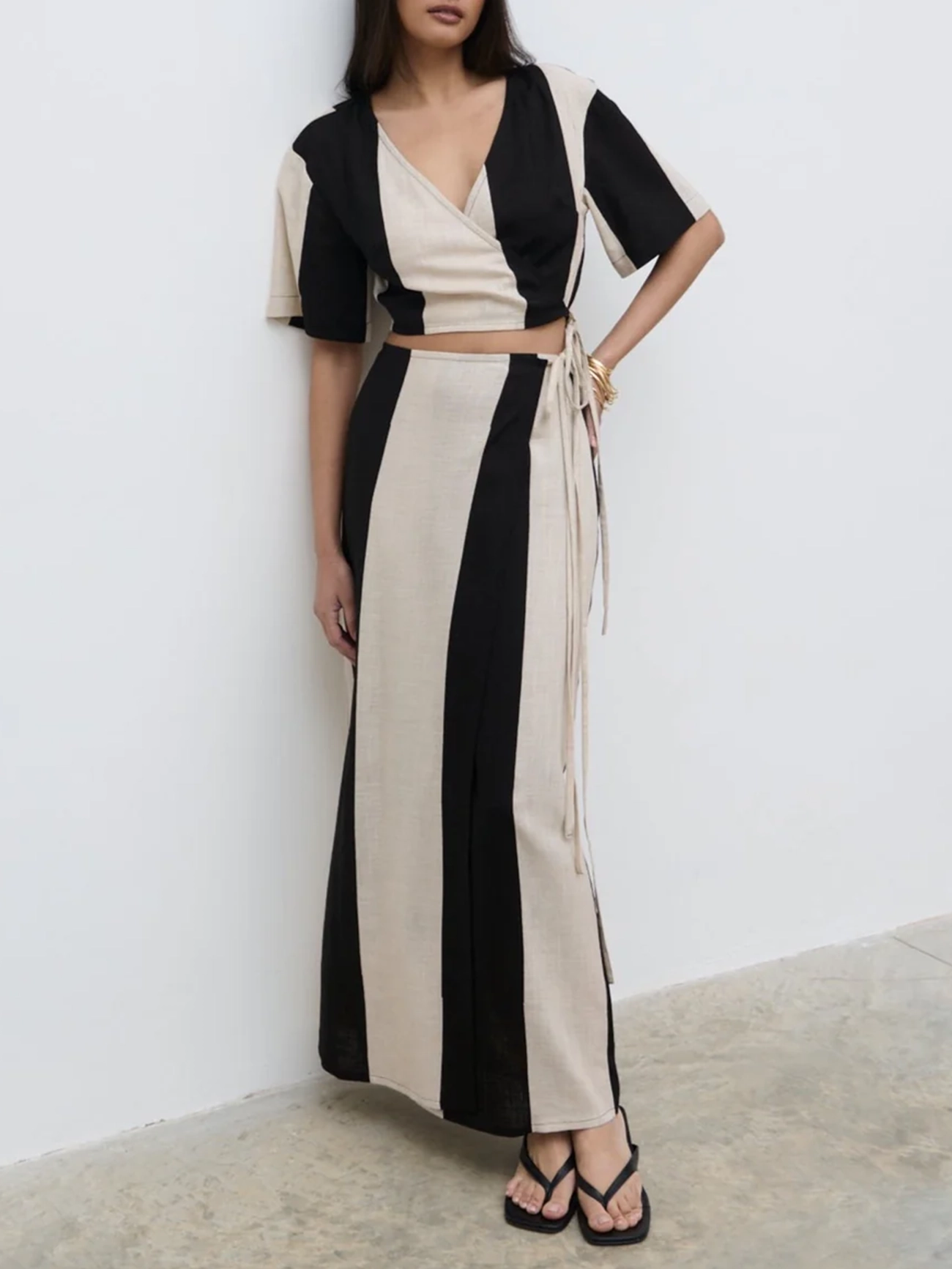 Printed Wrap Maxi Skirt