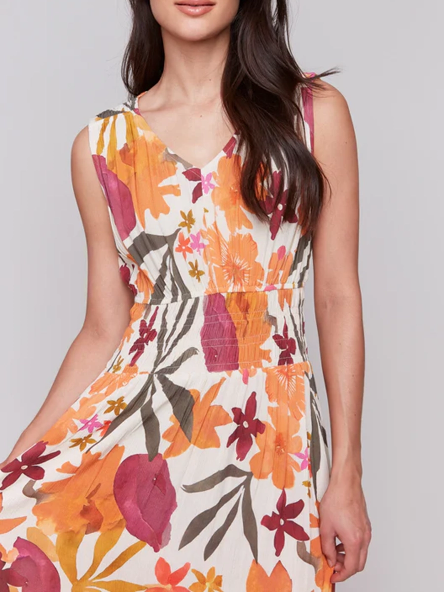 Fashionable And Elegant Design Sleeveless V-Neck Dress