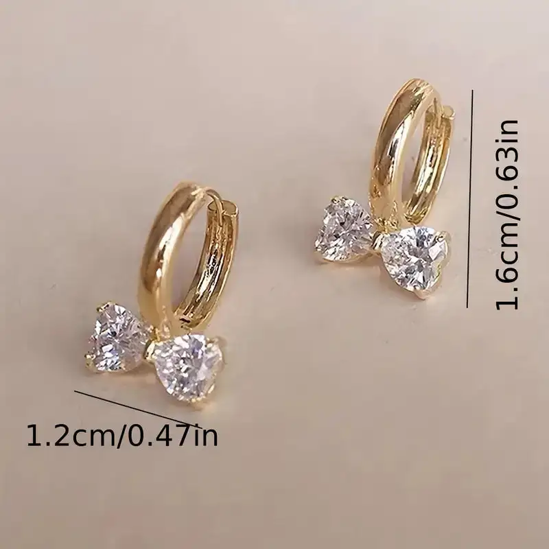 Petite Heart Shaped Bow Earrings