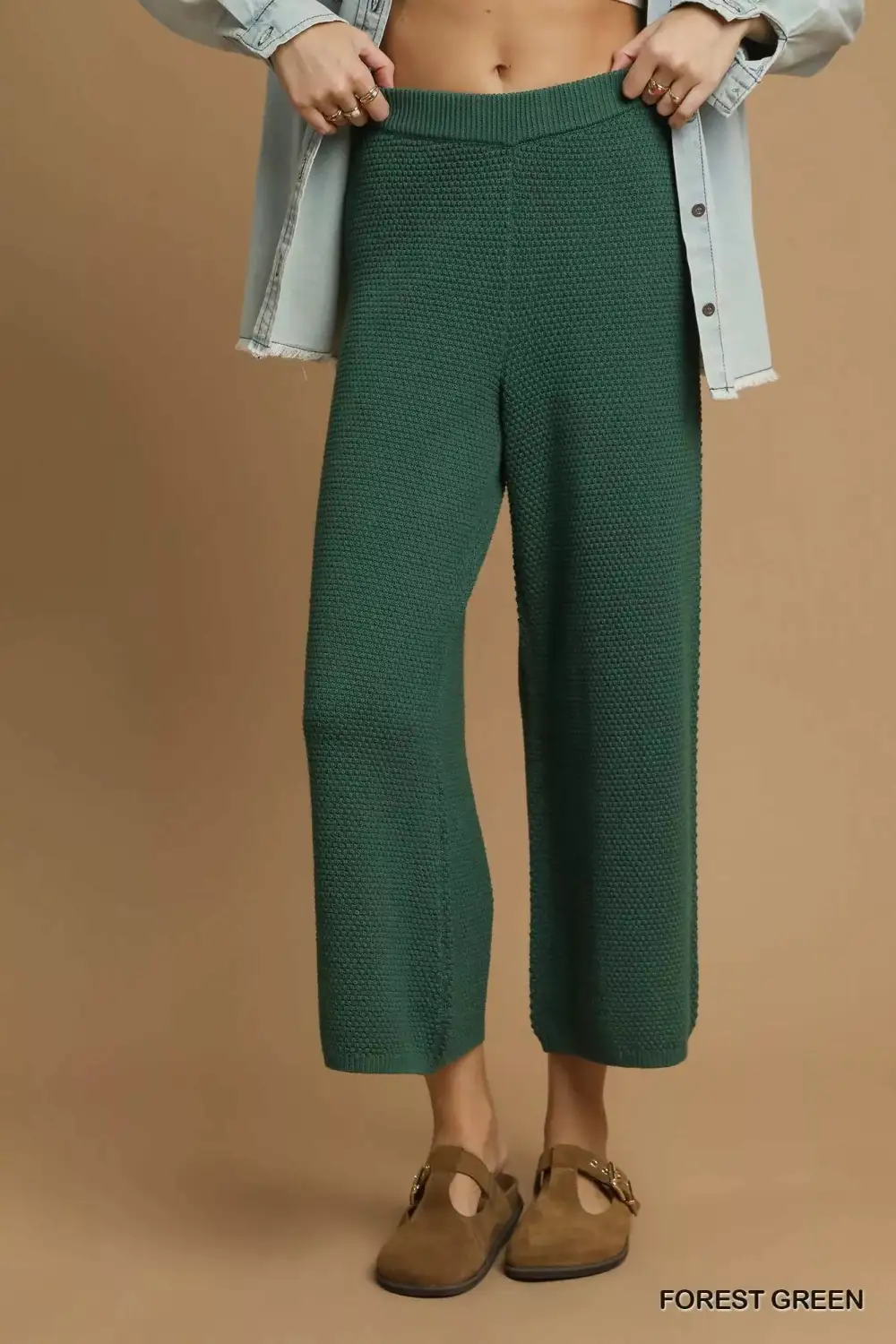 Textured Knit Wide Leg Pants