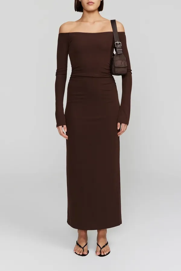 Off - Shoulder Long - Sleeve Maxi Dress