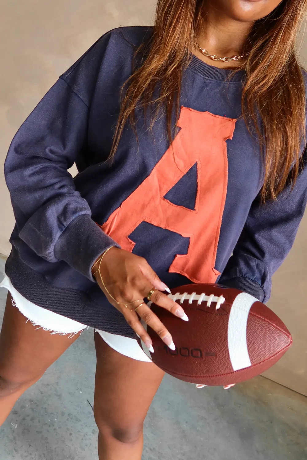 Letter A Patch Long Sleeve Sweatshirt