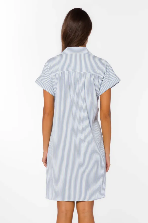 Women's Collared Striped Button Front Mini Dress