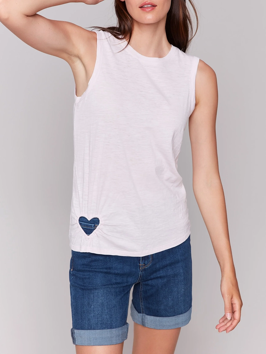 Cotton Round Neck Heart Hollow Vest
