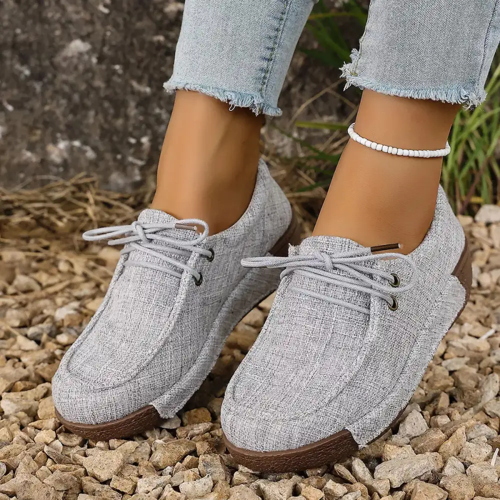 Round Toe Lace-Up Sneakers