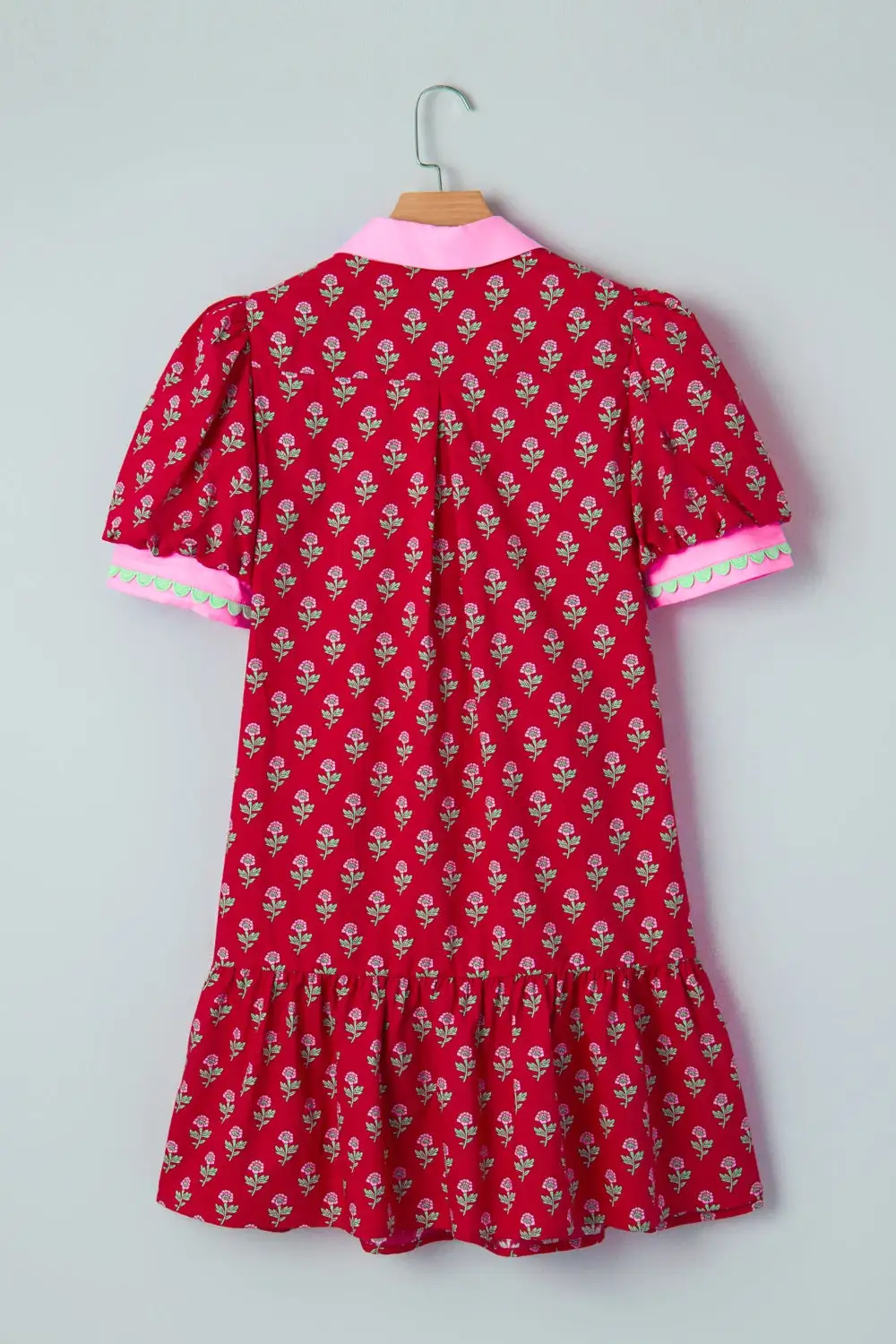 Polished Detail Floral Printed Ruffle Mini Dress