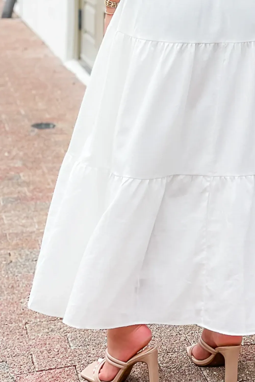 White Suspender Long Dress