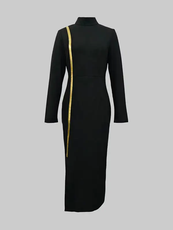 Asymmetric Long Neck Maxi Dress