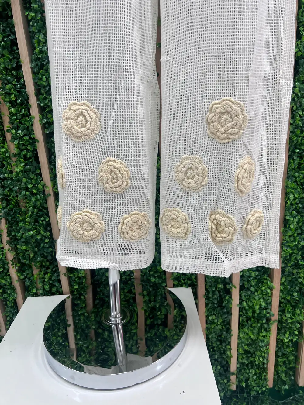 Exquisite Flower Crochet Blouse Pants
