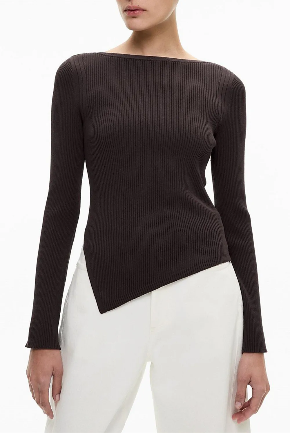Asymmetric Hem Knitted Sweater