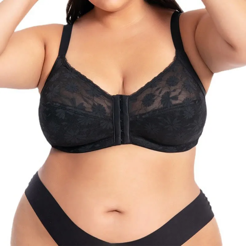 Front Buckle Lace Wireless Bra