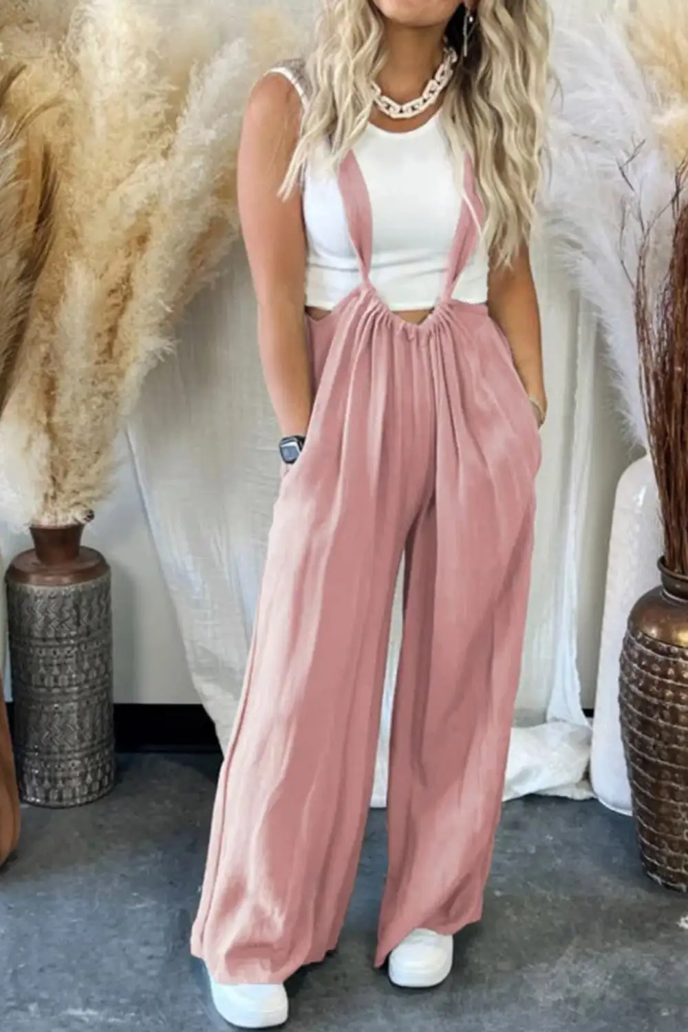 Cotton Linen Relaxed Overalls
