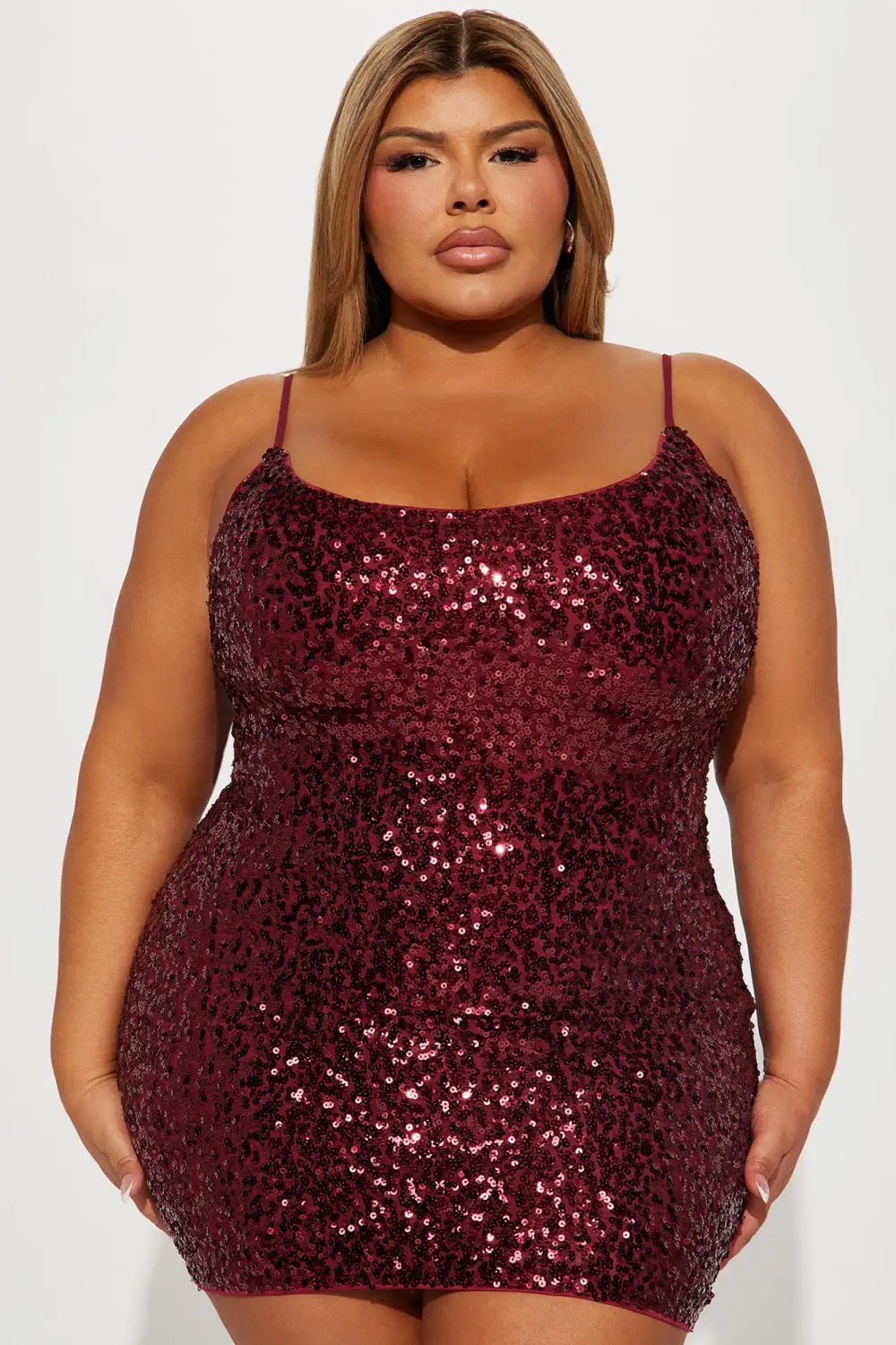 Twilight Sequin Mini Dress - Burgundy