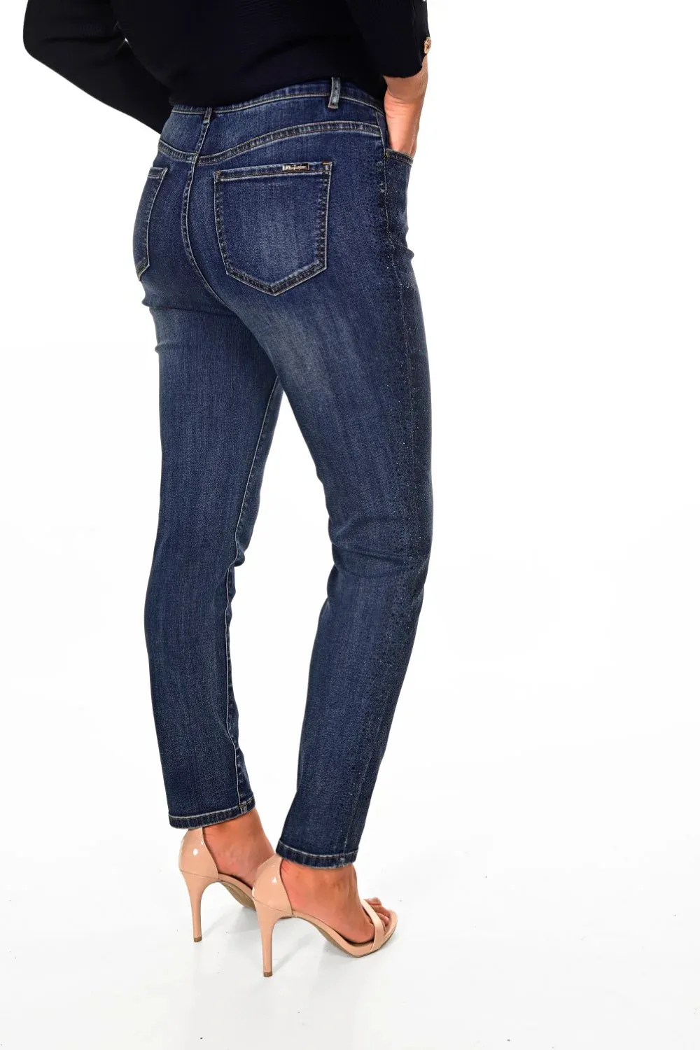 Dark Blue Denim Gold - Buttoned Jeans
