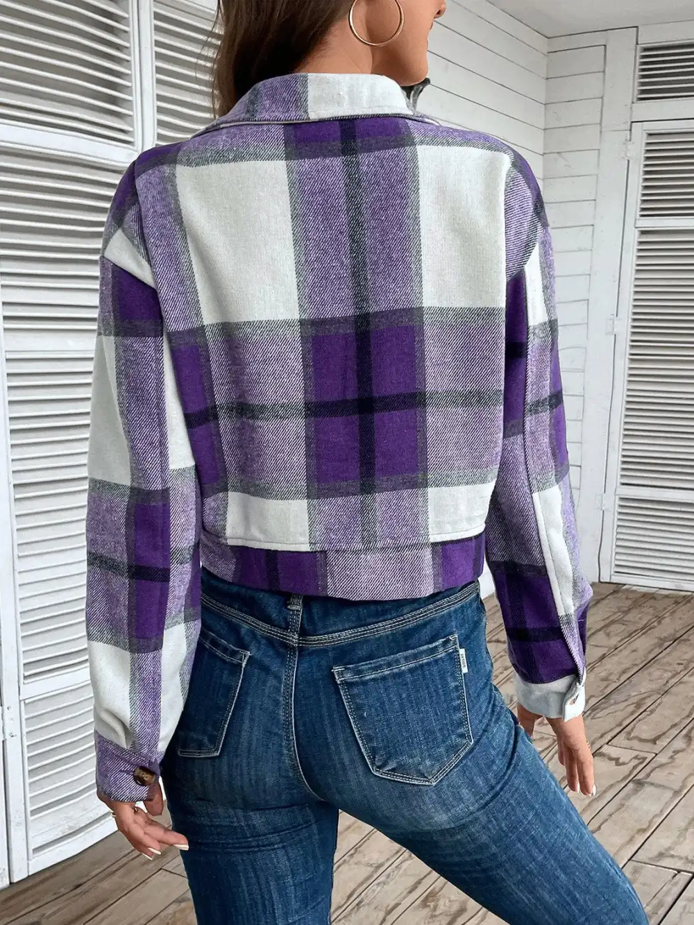 GYPSY-Plaid Button Up Cropped Jacket