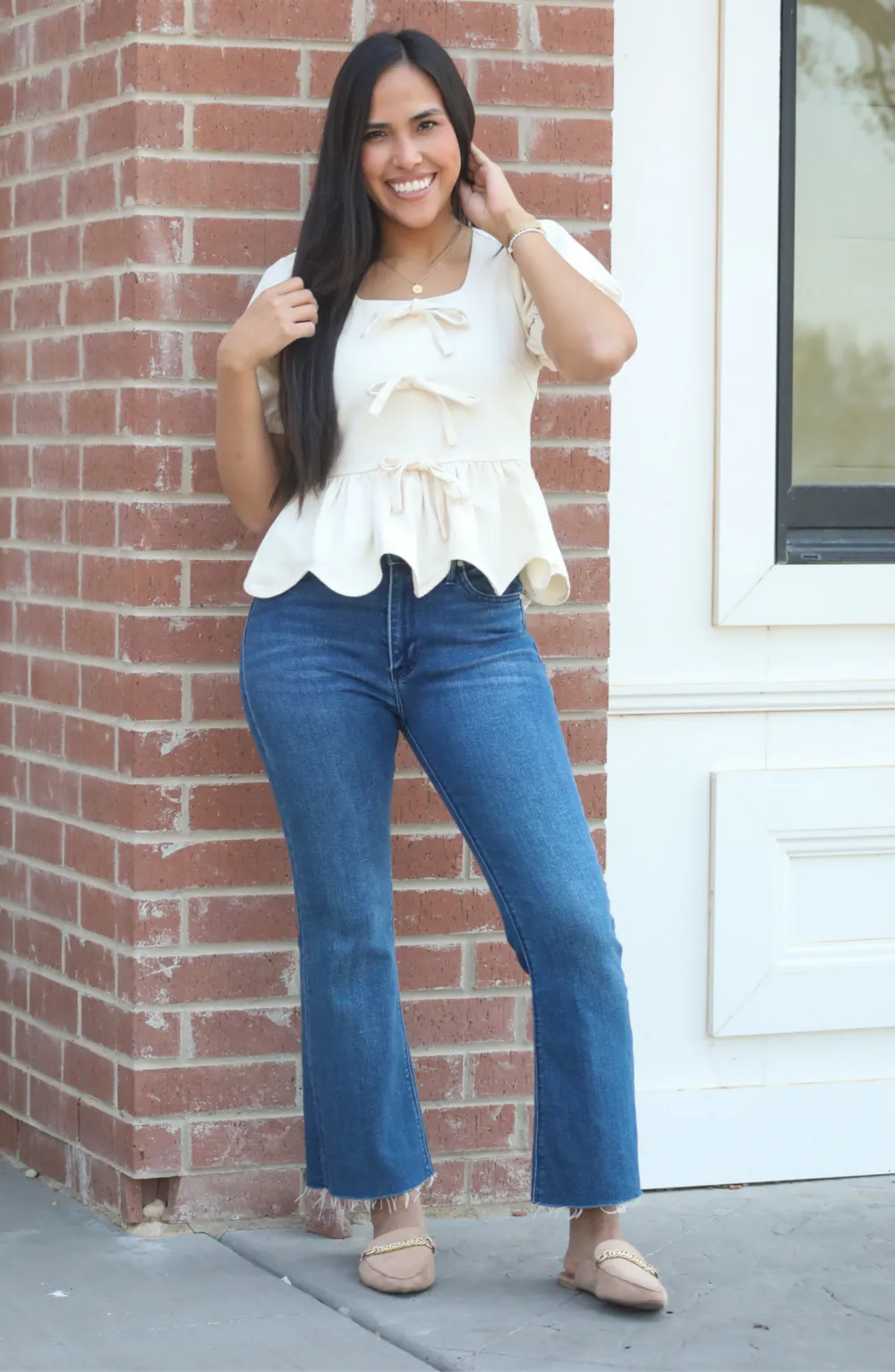 Seek To Amaze Ivory Front Bow Top