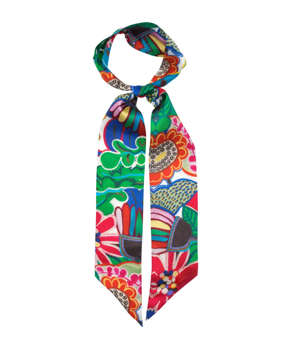 Multi Art Graphic Casual Style Floral Silk Scarf