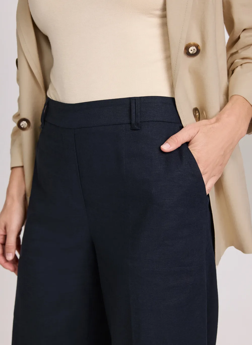 Solid Color Buttoned Pants