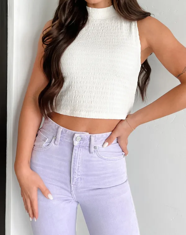 Textured Mock Neck Top
