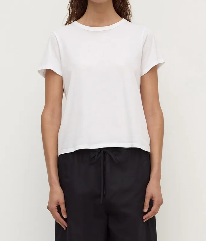 White Lightweight Cropped Cotton Tee