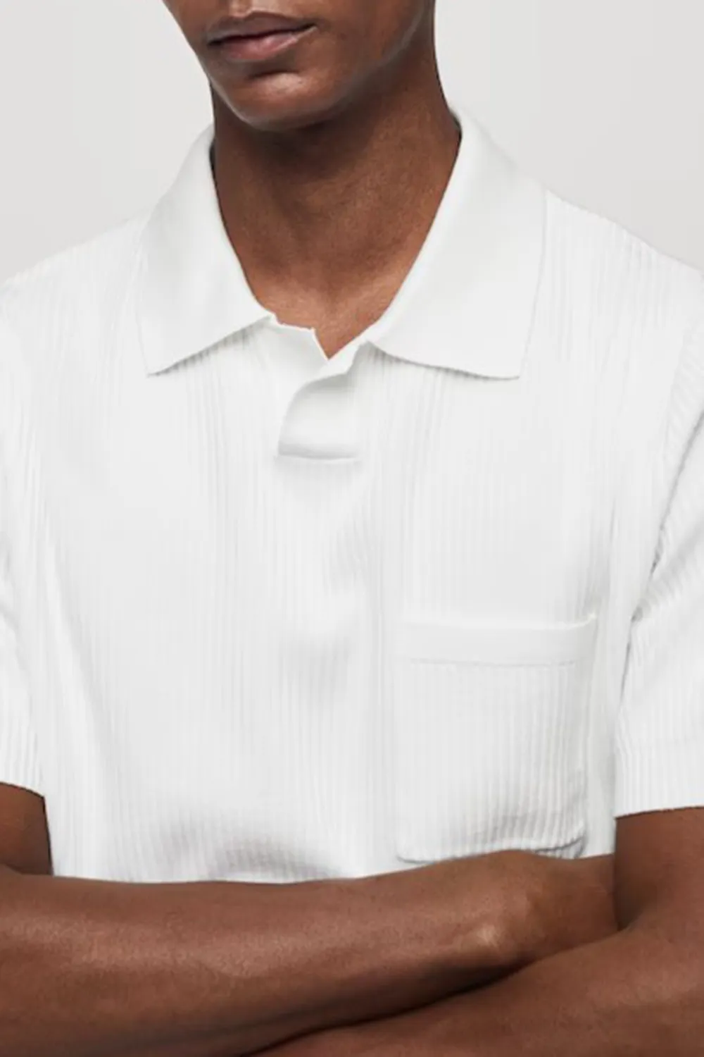 Short-Sleeved Ribbed Polo Shirt