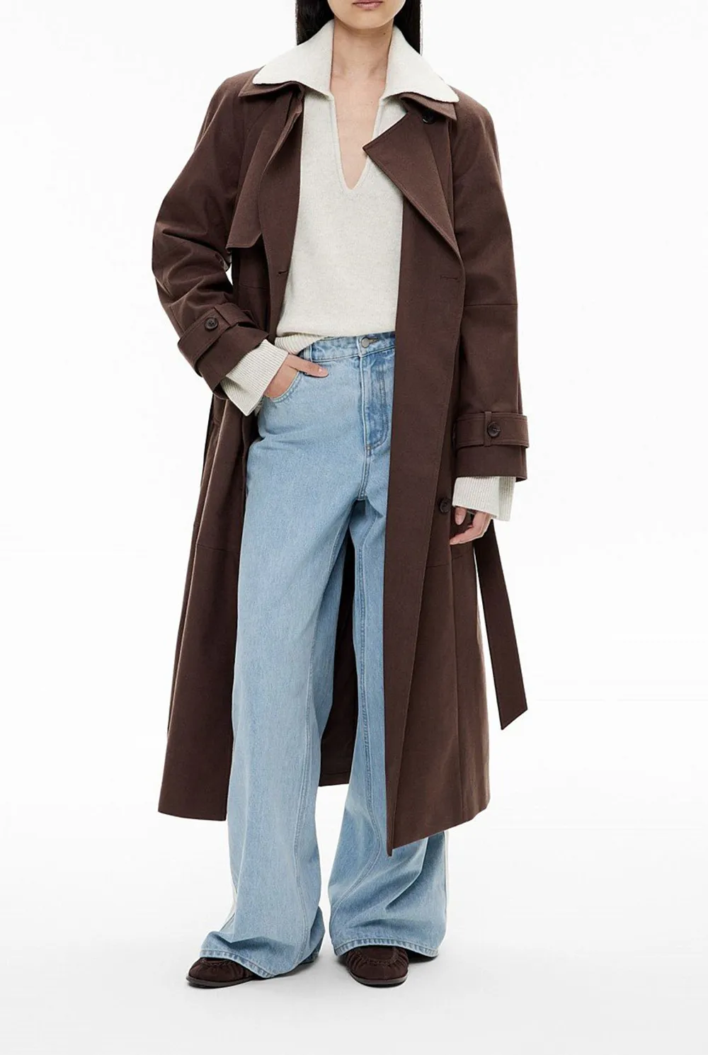 Deep V-Neck Blue Sweater