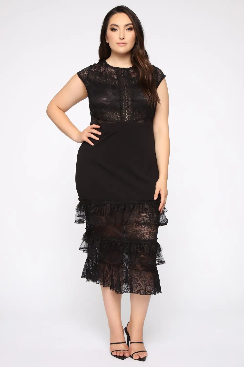 Need Attention Lace Midi Dress - Black