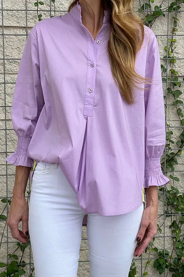 Relaxed Button Front Blouse