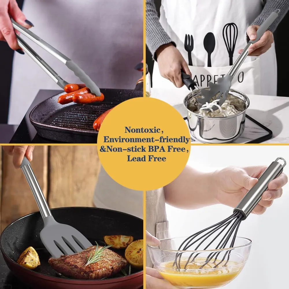 Silicone cooking utensils set