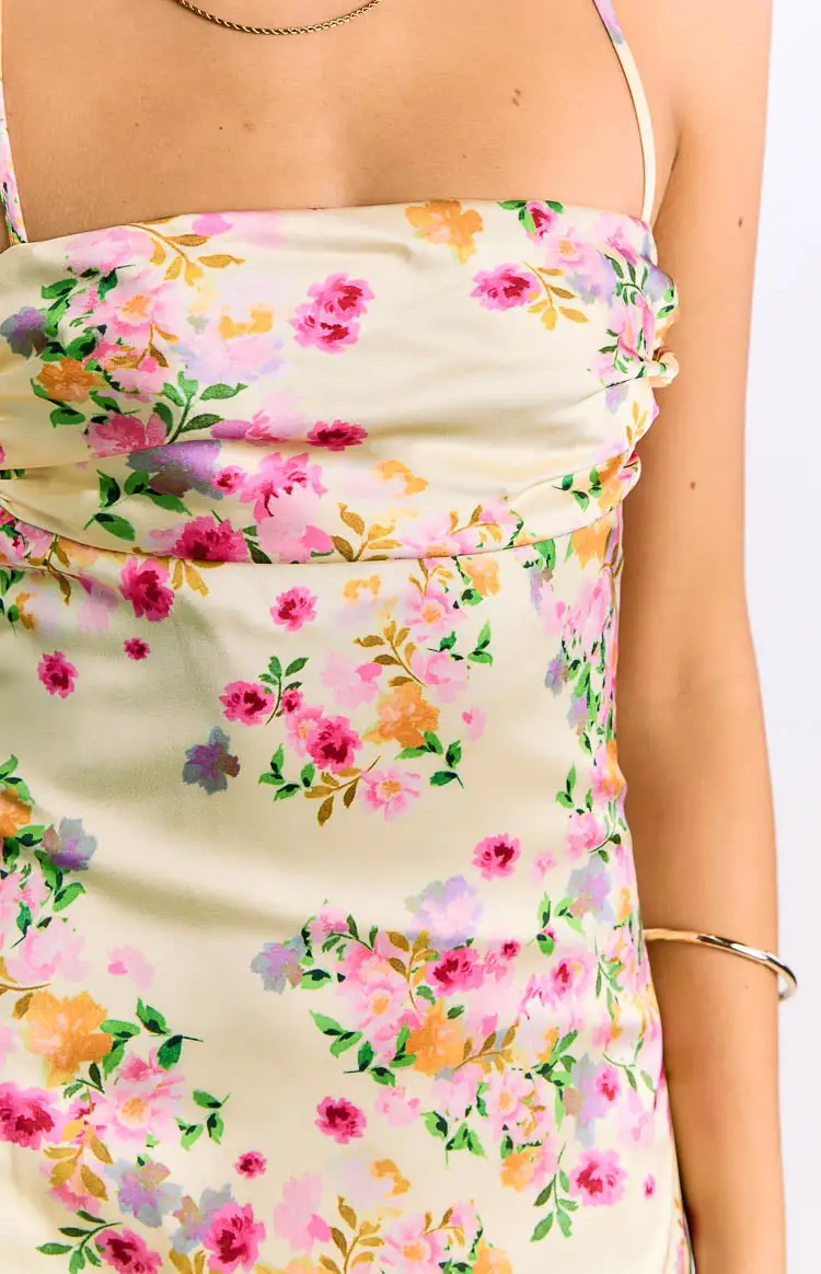 Satin Halter Halter Neck Floral Maxi Dress