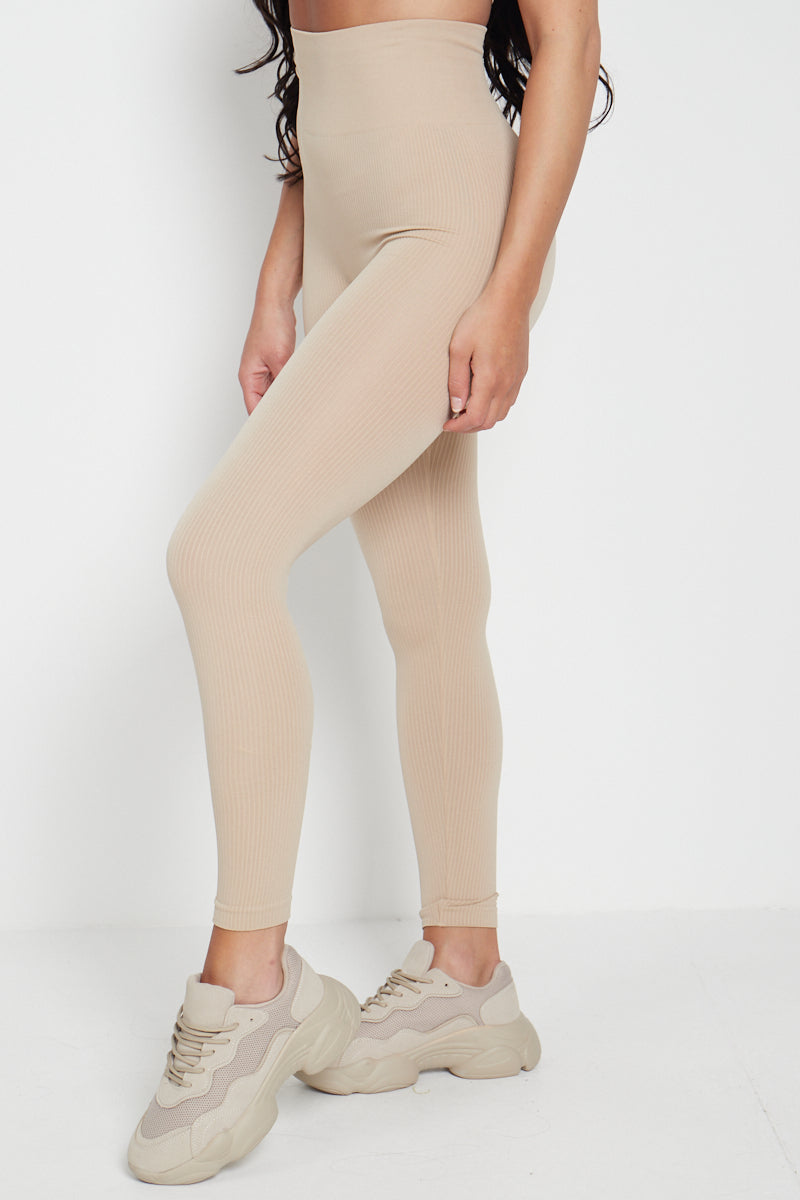 High Waist Ribbed Leggings - Della