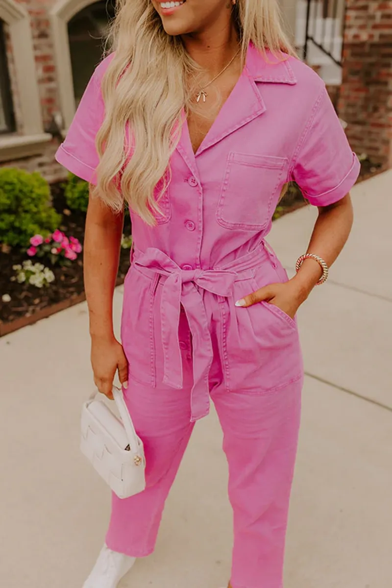 Fashion Workwear Style Pure Cotton Women's Jumpsuit