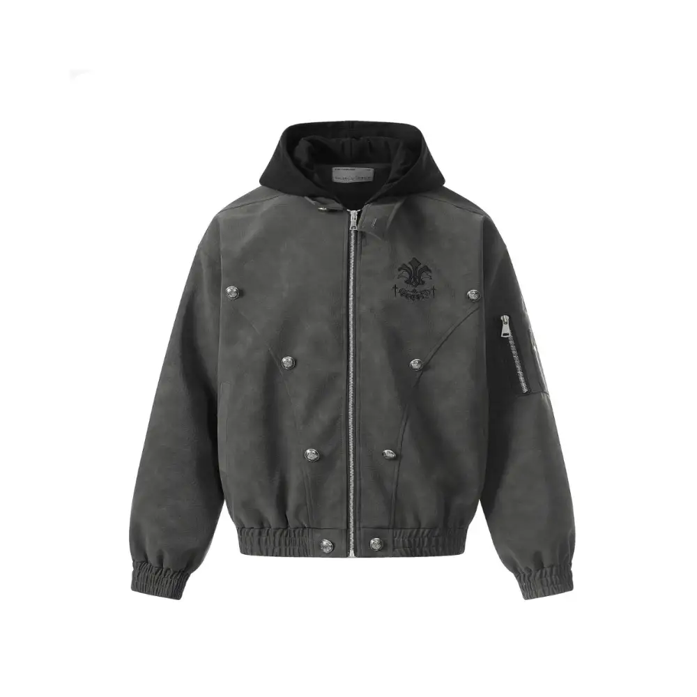Hooded Leather Layer Jacket