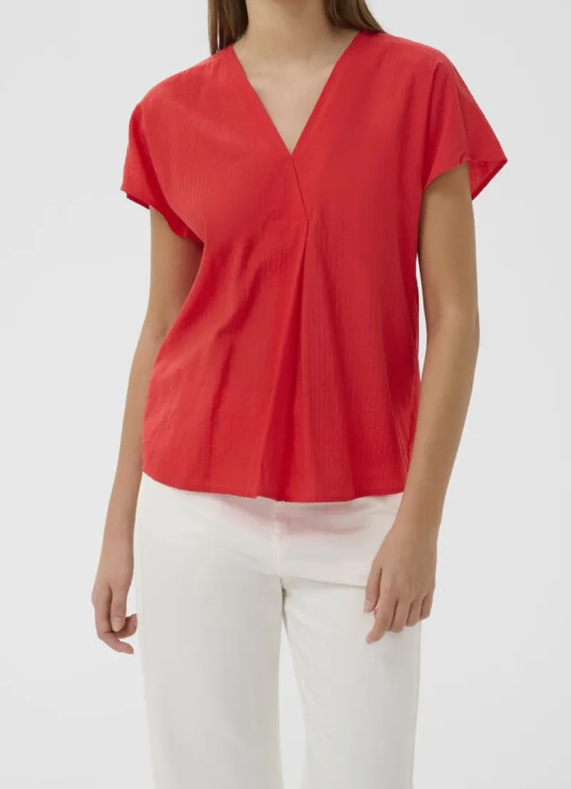 Ribbed V Neck Knit Top