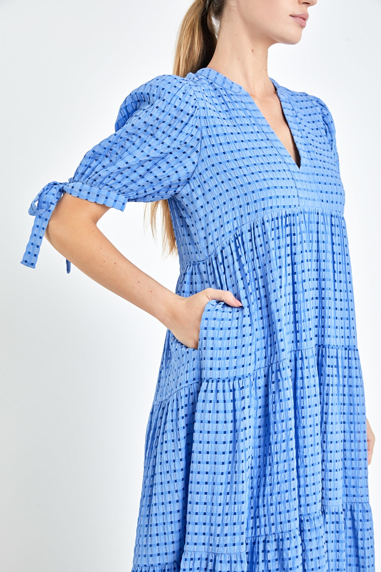 Gingham Tiered Midi Dress