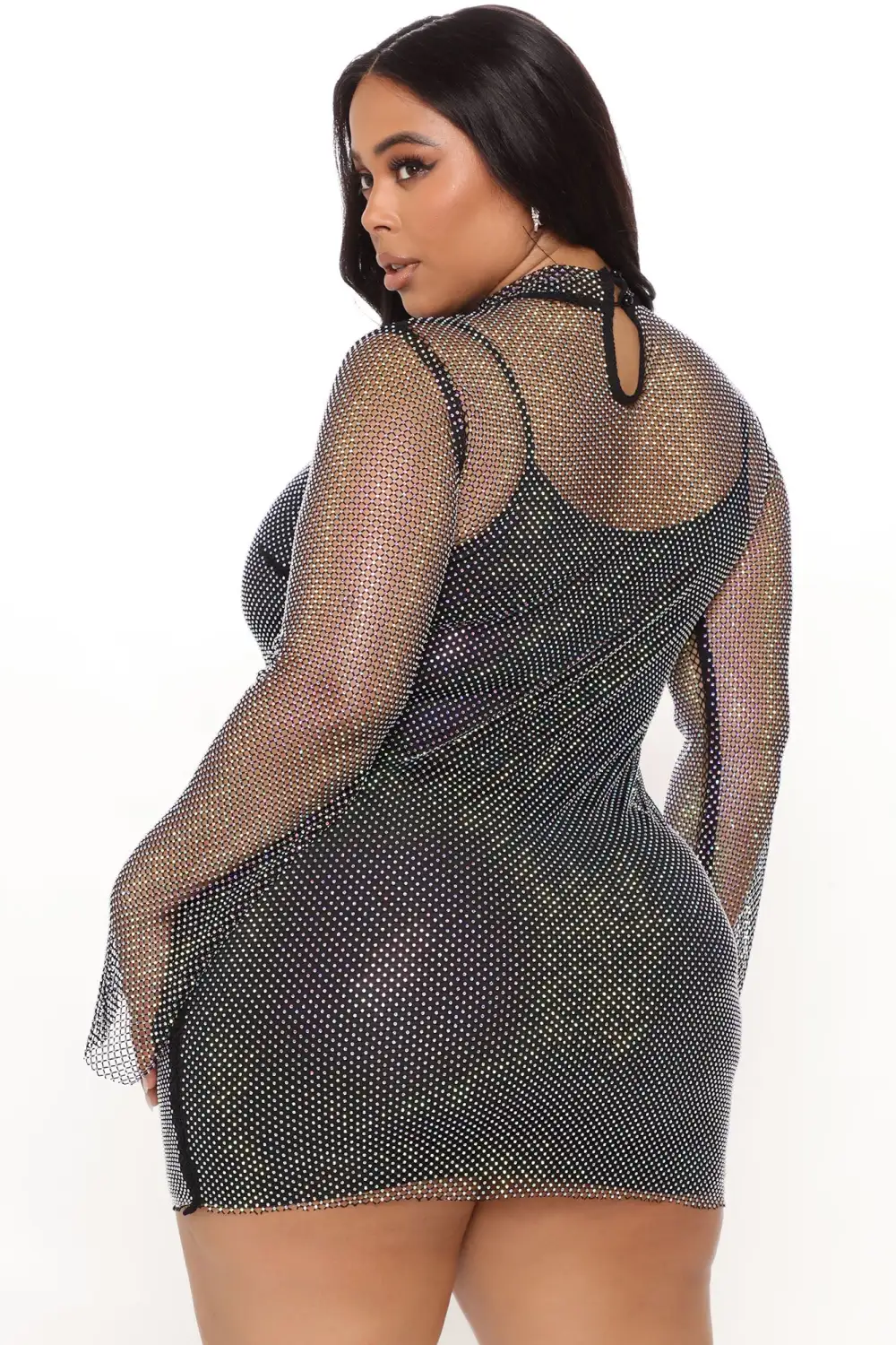 Rhinestone Affair Mini Dress - Black