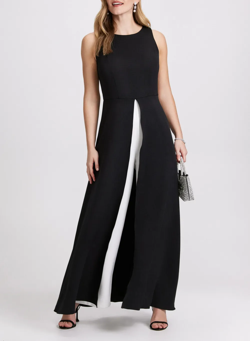 Black And White Loose-Fit Jumpsuit