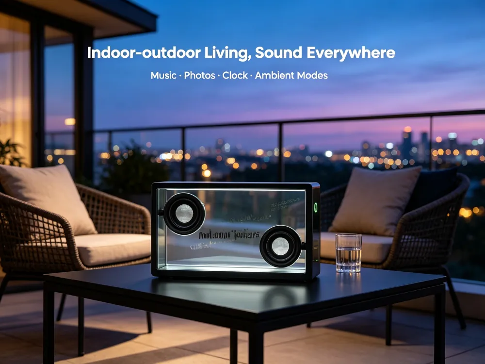 ✨ Transparent Glass Floating Lyrics Smart Speaker | Bluetooth WiFi Hi-Fi Audio with Visual Music Display for Modern Home Decor