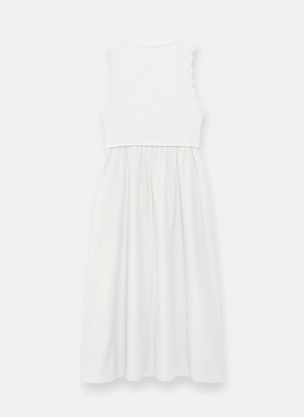 Casual Style Scallop Trim Midi Dress
