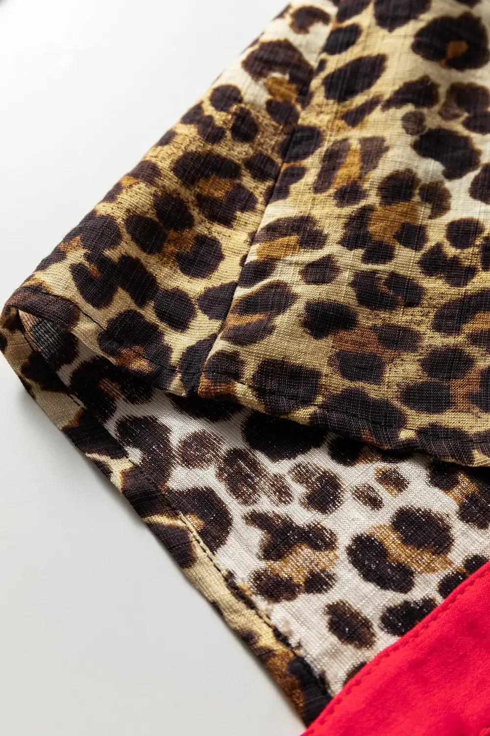Leopard Print Ruffled V-Neck Shirt Blouse
