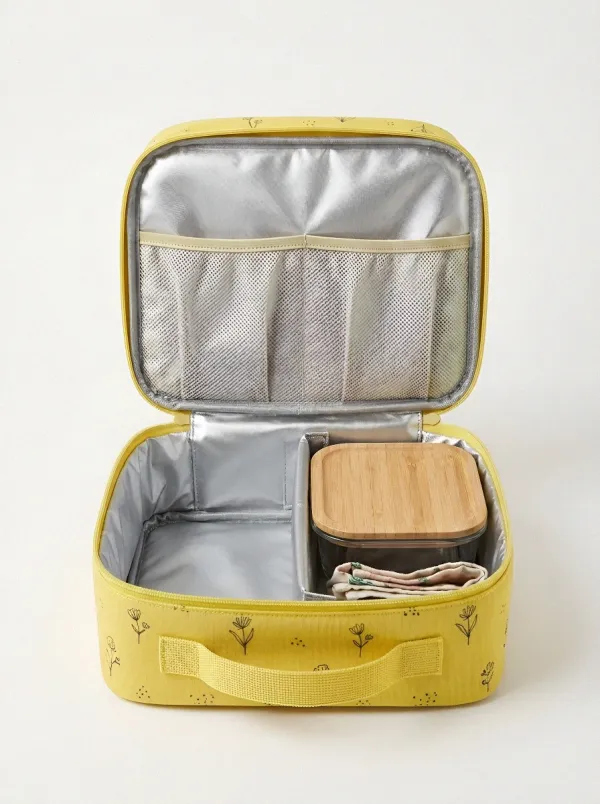 Floral Pattern Minimalist Printed Insulated Lunch Bag