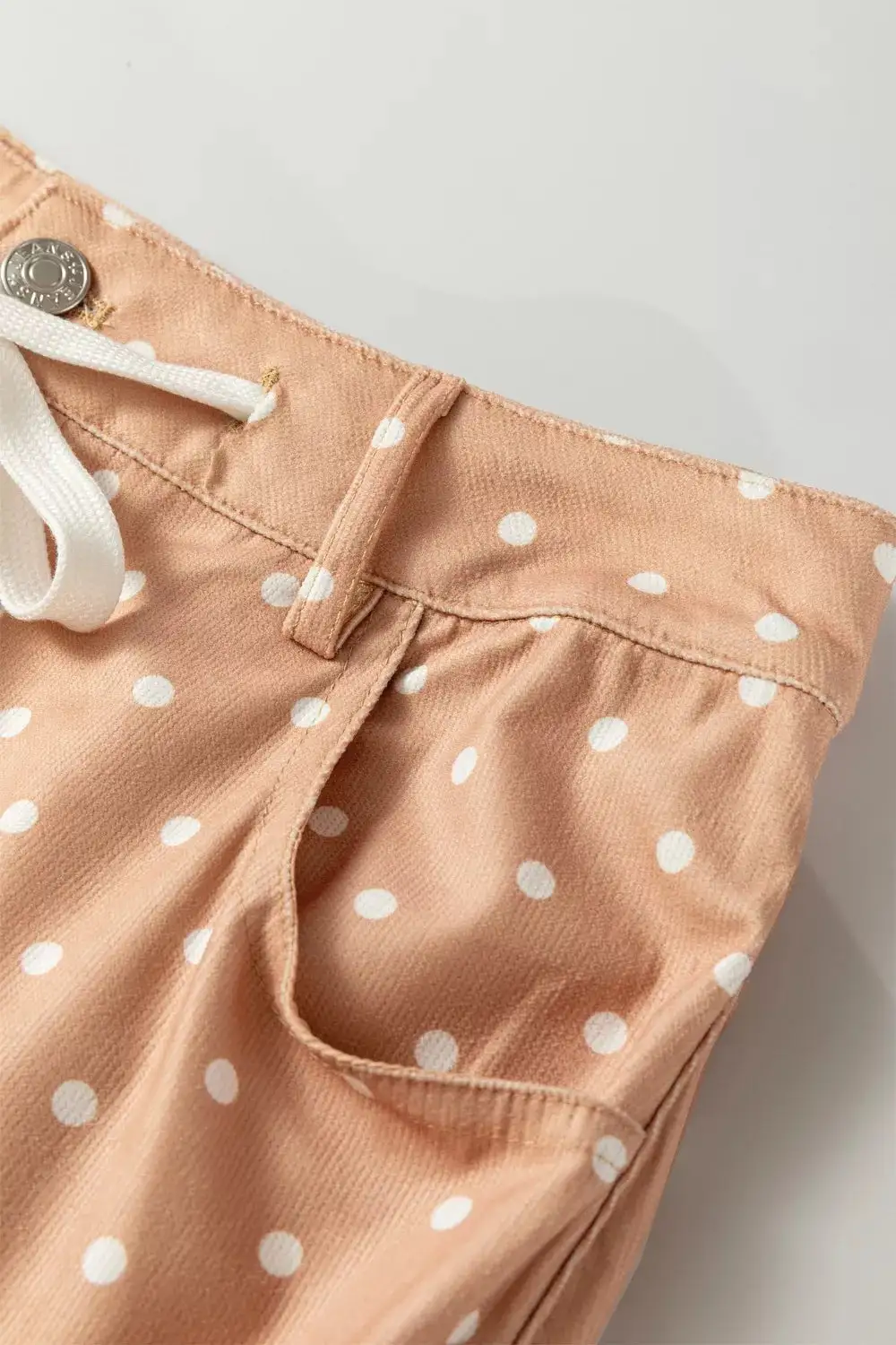Polka Dot Print Drawstring Wide Leg Pants